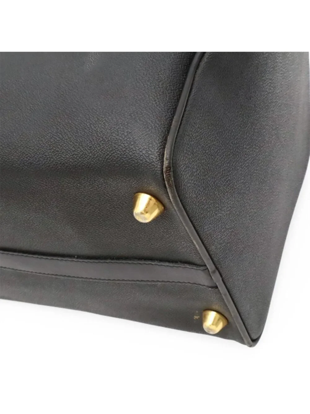 Versace Medusa Boston Bag Purse Leather Black Gold